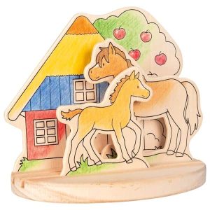 Goki houten 3D kleurplaat paarden manege