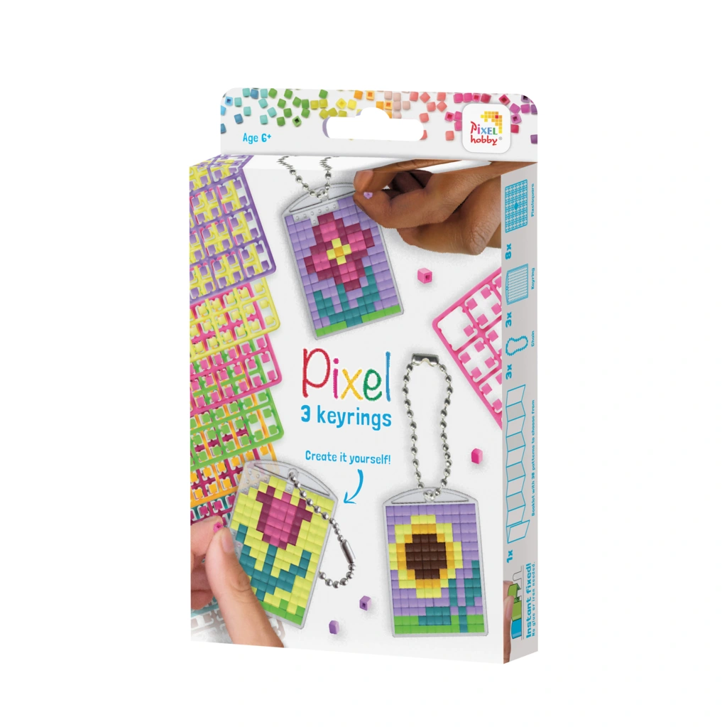 Pixelhobby Sleutelhanger set – Bloemen - Afbeelding 2